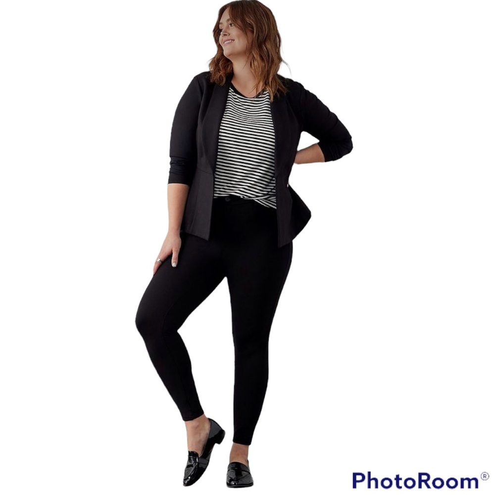 BLACK PONTE BUTTON FRONT SKINNY LEG